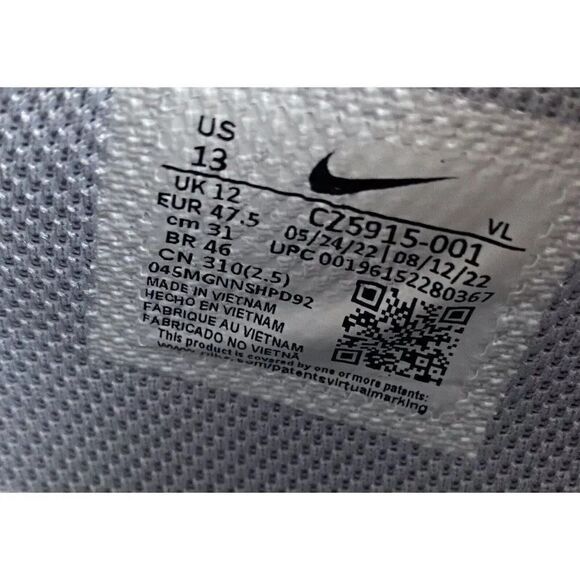 Nike Force Zoom Trout 8 Pro Metal Baseball Cleats Men’s Sz 13 Gray CZ5915-001 - Picture 10 of 11